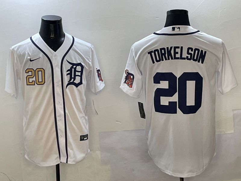 Men Detroit Tigers #20 Torkelson White Game 2025 Nike MLB Jersey style 2->detroit tigers->MLB Jersey